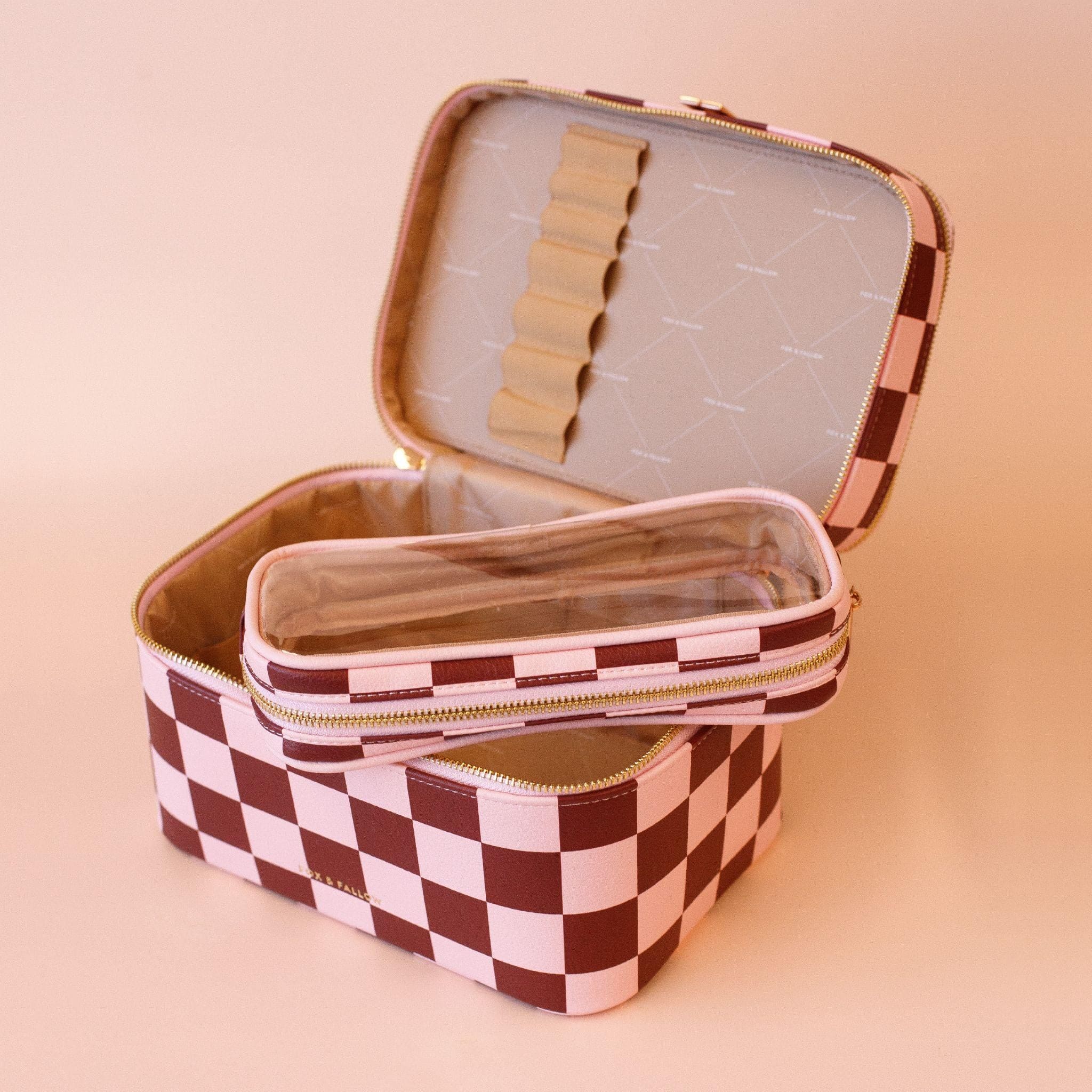 Fox & Fallow 'The Classic' Vanity Case - Cherry Check