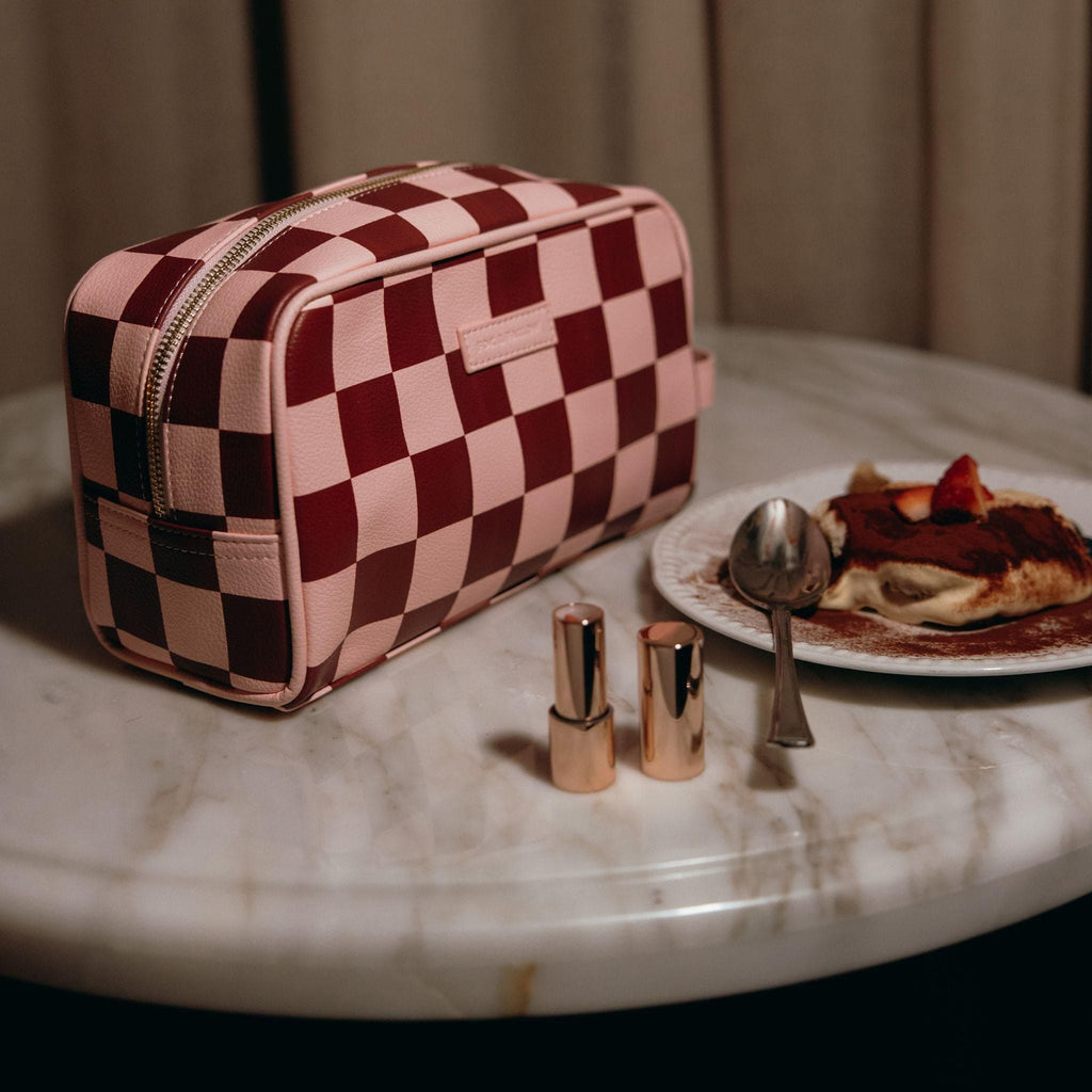 Fox & Fallow Wash Bag - Cherry Check