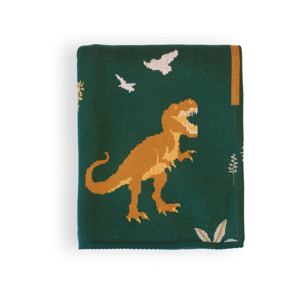 Fox & Fallow Dinos Throw Blanket | Heirloom Quality Knitted Cotton
