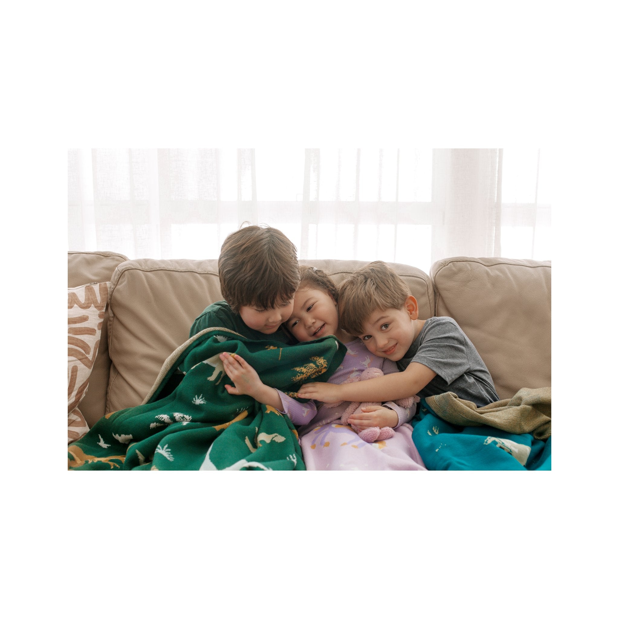 Fox & Fallow Dinos Throw Blanket | Heirloom Quality Knitted Cotton