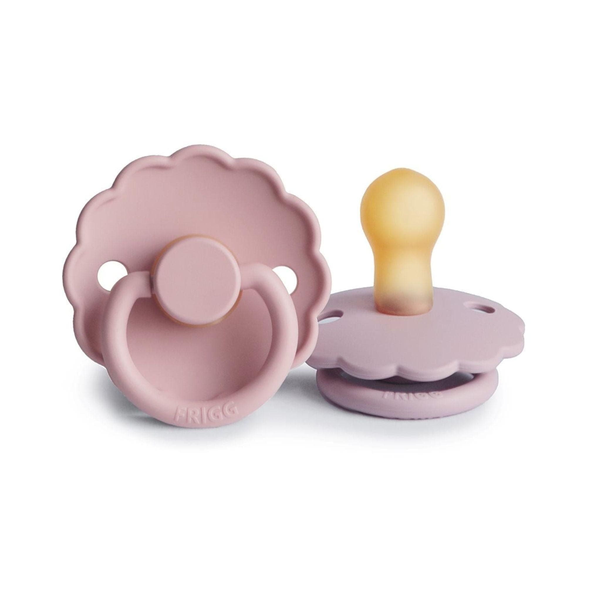 FRIGG Daisy Pacifier Round 2-Pack Latex - Size 1 (0-6 Months) - Baby Pink & Soft Lilac