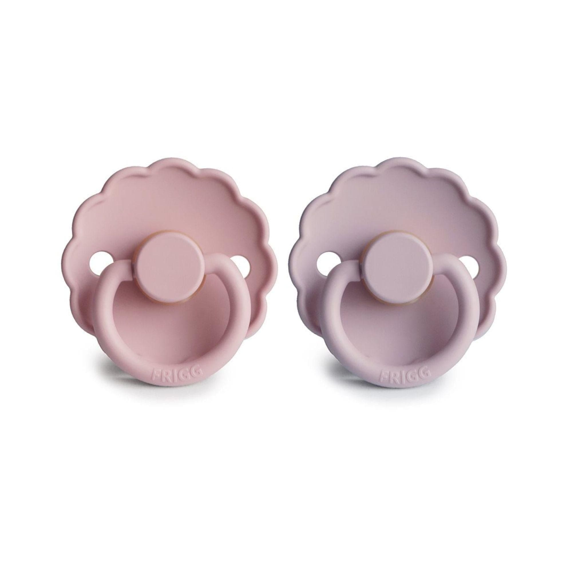 FRIGG Daisy Pacifier Round 2-Pack Latex - Size 1 (0-6 Months) - Baby Pink & Soft Lilac