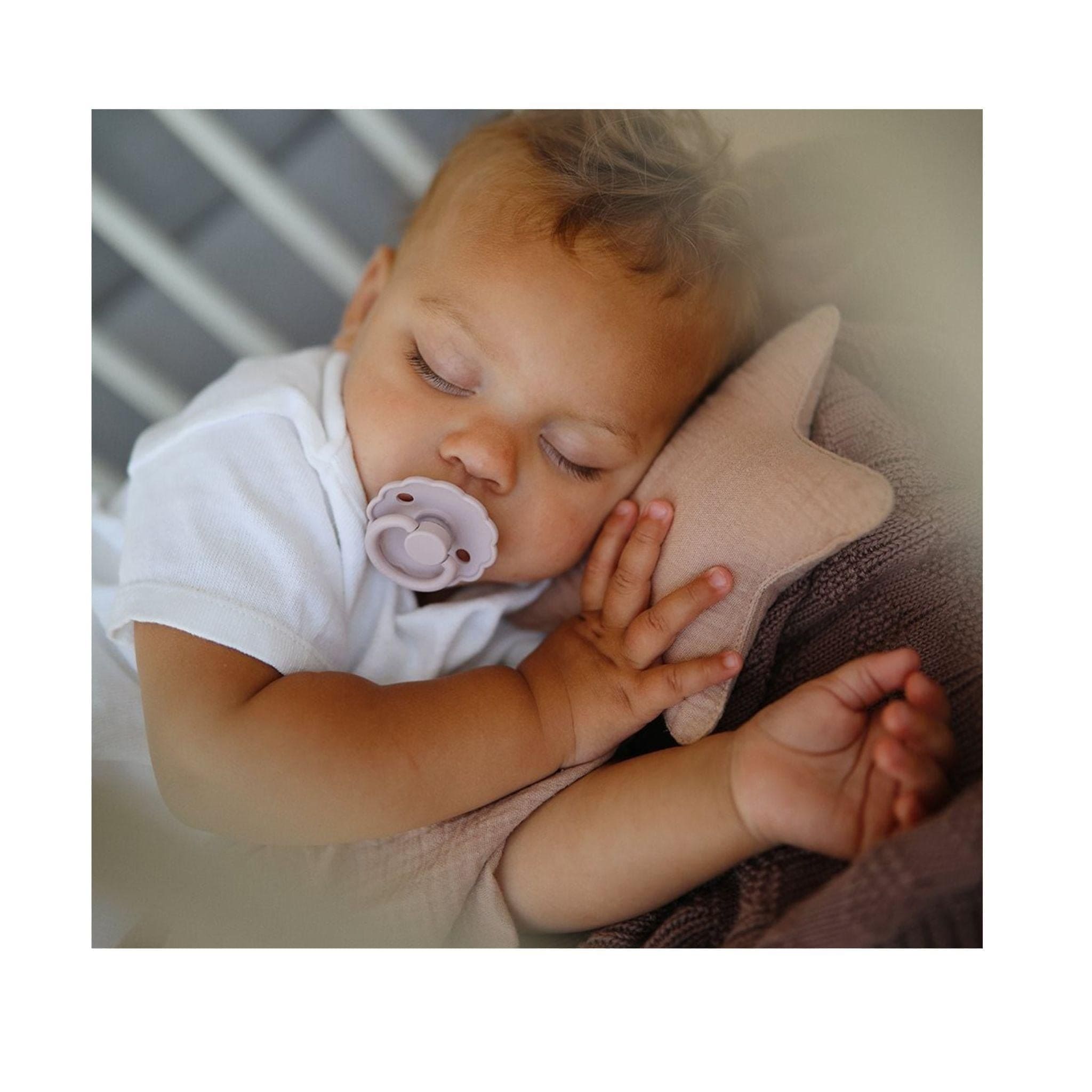 FRIGG Daisy Pacifier Round 2-Pack Latex - Size 1 (0-6 Months) - Baby Pink & Soft Lilac