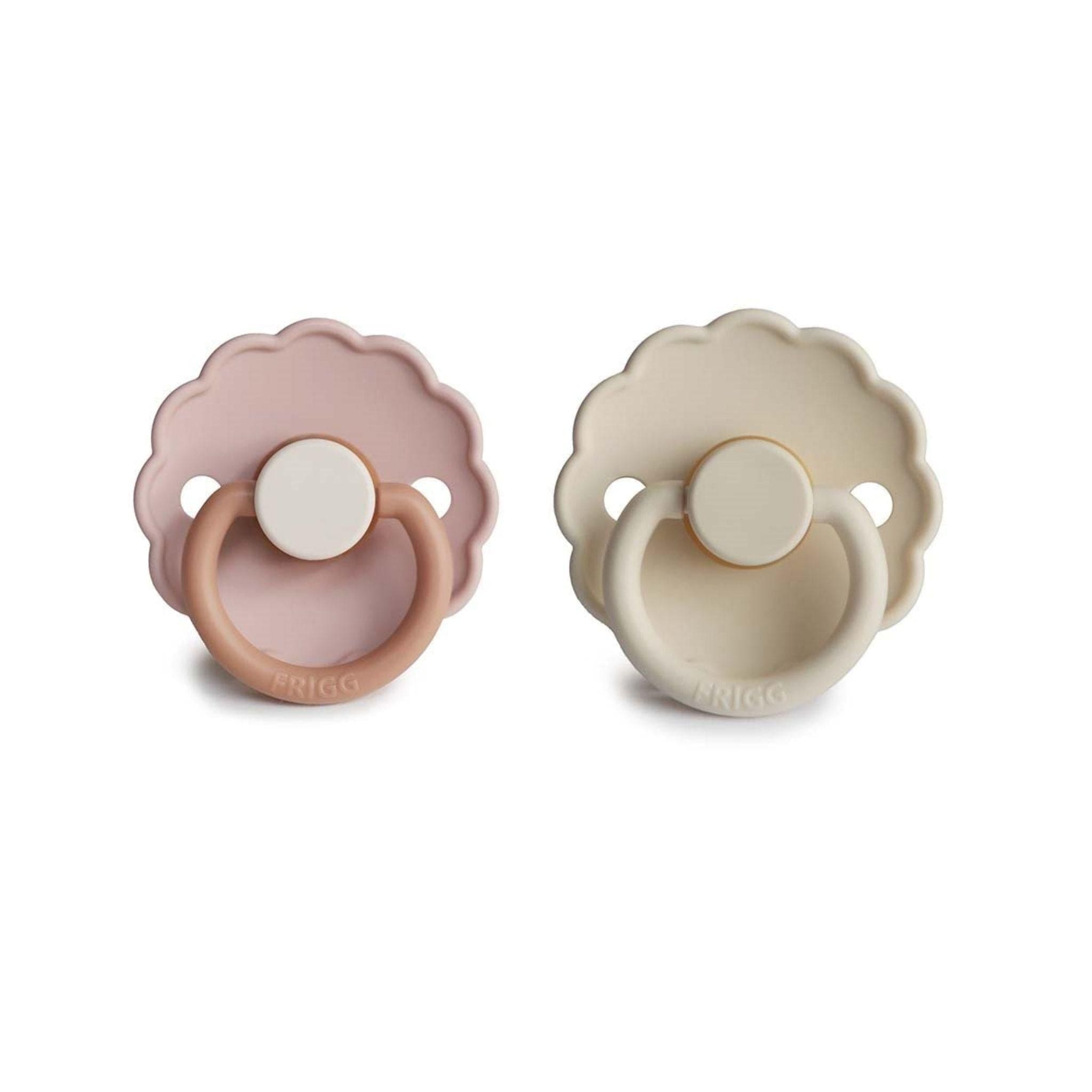 FRIGG Daisy Pacifier Round 2-Pack Latex - Size 1 (0-6 Months) - Biscuit & Cream