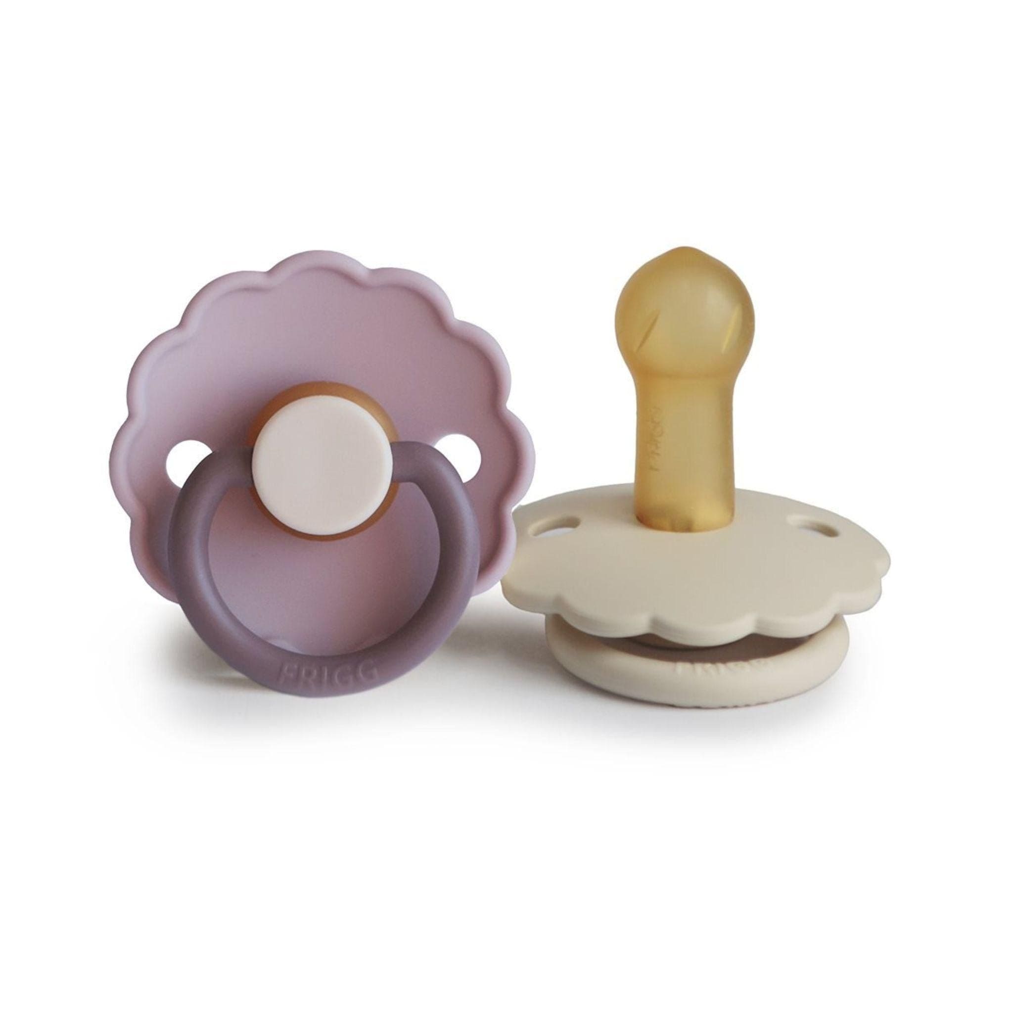 FRIGG Daisy Pacifier Round 2-Pack Latex - Size 1 (0-6 Months) - Lavender Haze & Cream