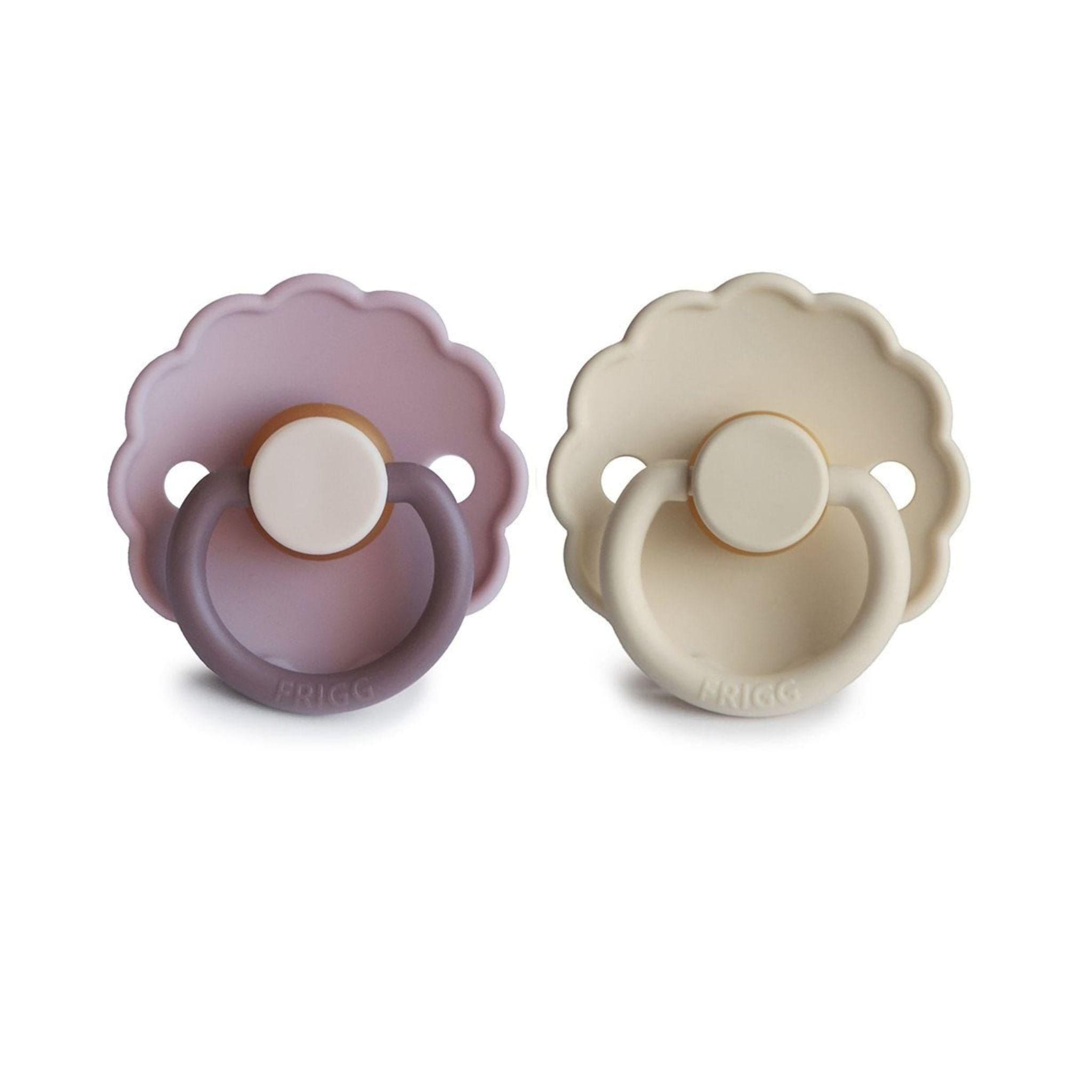 FRIGG Daisy Pacifier Round 2-Pack Latex - Size 1 (0-6 Months) - Lavender Haze & Cream