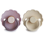 FRIGG Daisy Pacifier Round 2-Pack Latex - Size 1 (0-6 Months) - Lavender Haze & Cream