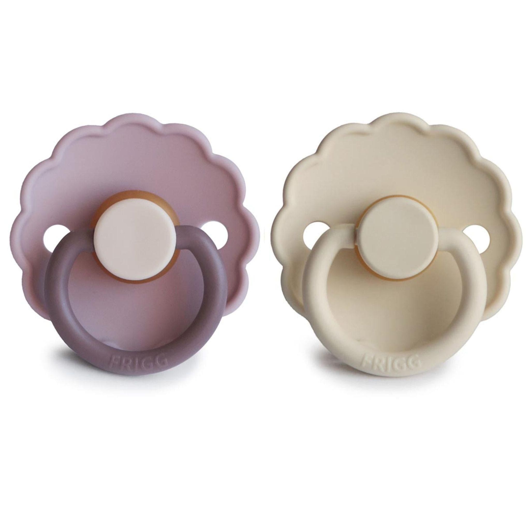 FRIGG Daisy Pacifier Round 2-Pack Latex - Size 1 (0-6 Months) - Lavender Haze & Cream