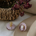 FRIGG Daisy Pacifier Round 2-Pack Latex - Size 1 (0-6 Months) - Lavender Haze & Cream