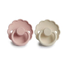 FRIGG Daisy Pacifier Round 2-Pack Silicone - Size 1 (0-6 Months) - Blush & Cream
