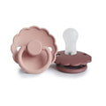 FRIGG Daisy Pacifier Round 2-Pack Silicone - Size 1 (0-6 Months) - Blush & Woodchuck