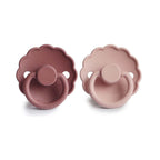 FRIGG Daisy Pacifier Round 2-Pack Silicone - Size 1 (0-6 Months) - Blush & Woodchuck