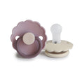 FRIGG Daisy Pacifier Round 2-Pack Silicone - Size 1 (0-6 Months) - Lavender Haze & Cream