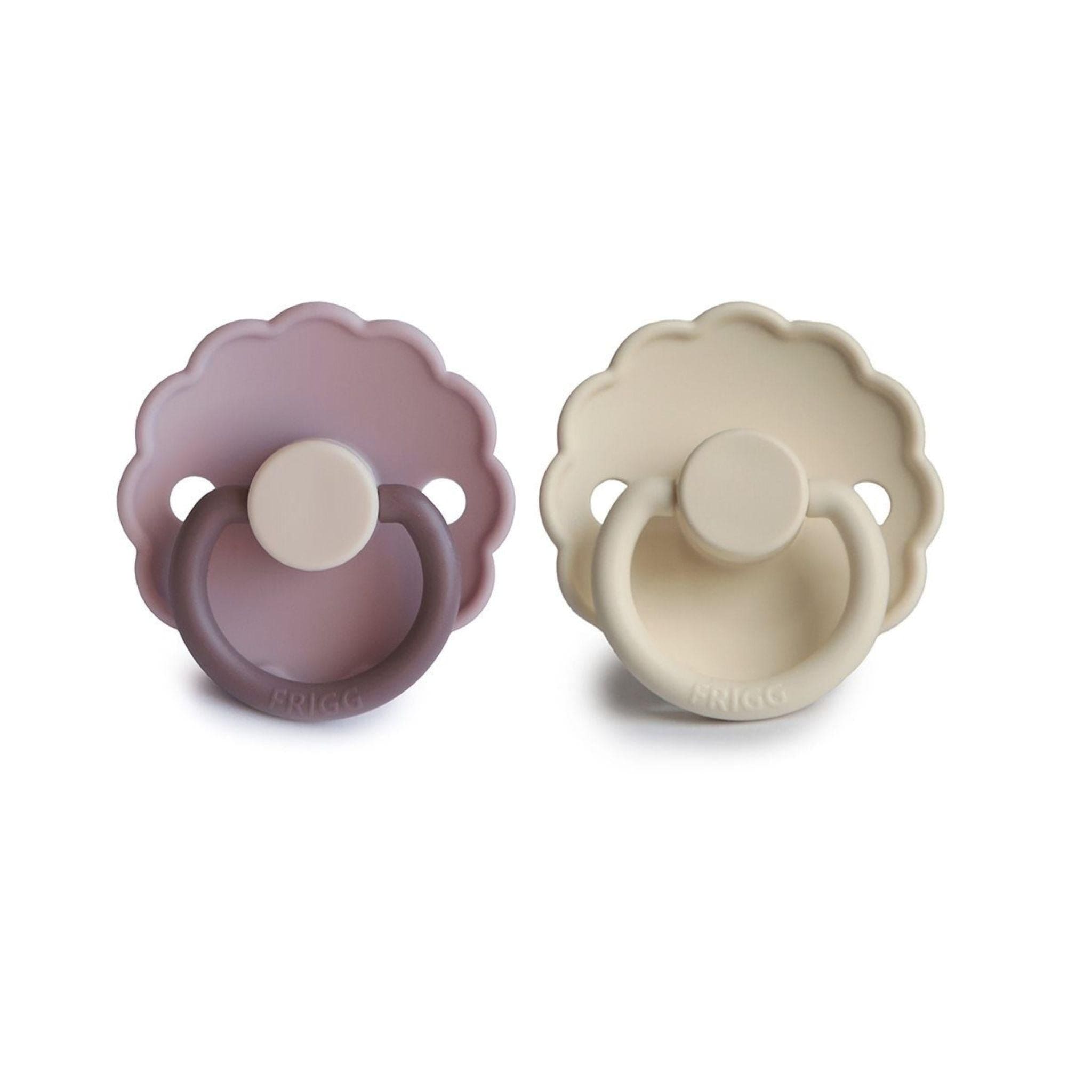FRIGG Daisy Pacifier Round 2-Pack Silicone - Size 1 (0-6 Months) - Lavender Haze & Cream