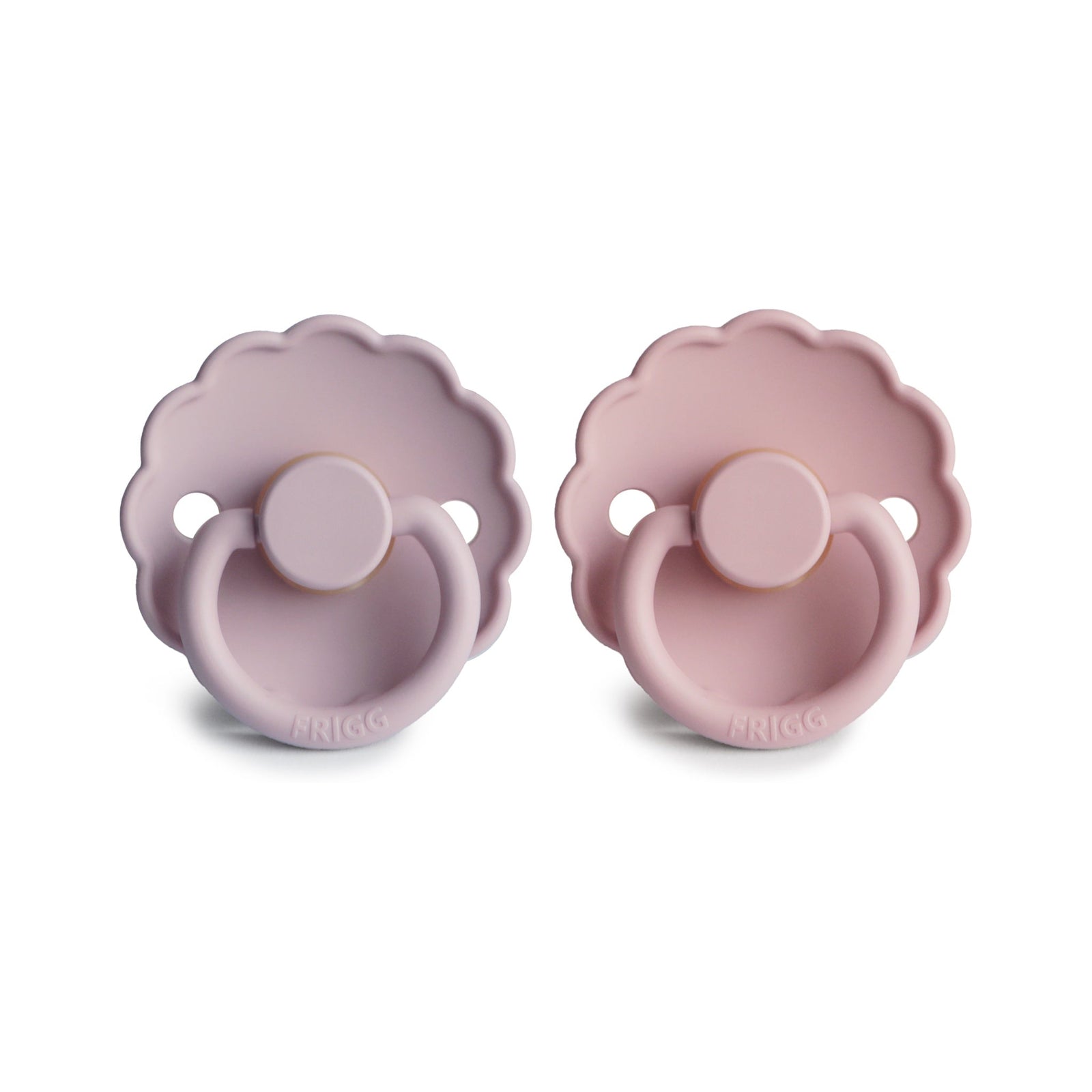 FRIGG Daisy Round Natural Rubber Pacifier 2-Pack | Floral Scalloped Design for Breast-Like Comfort