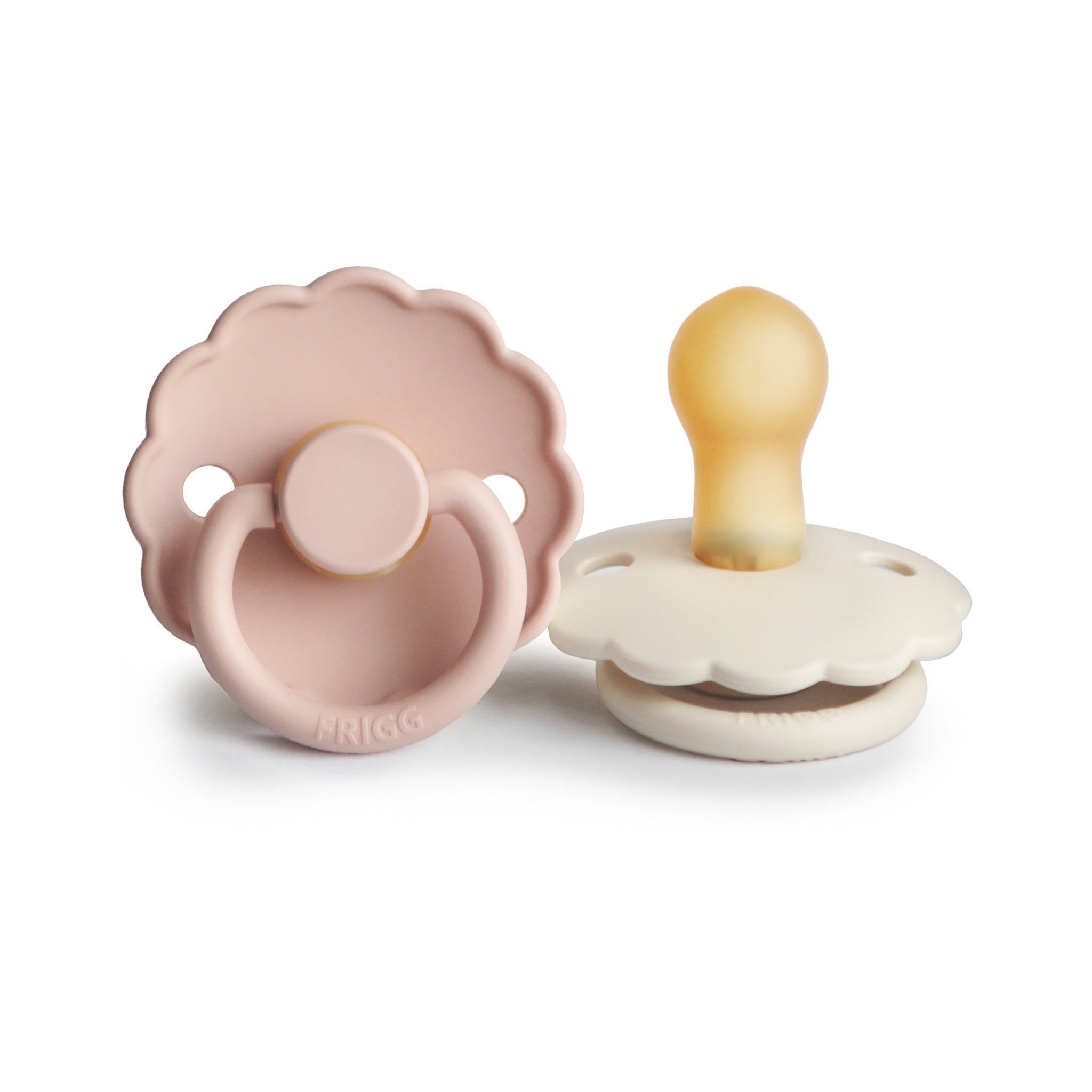 FRIGG Daisy Round Natural Rubber 2-Pack | Floral Scalloped Design for Breast-Like Comfort