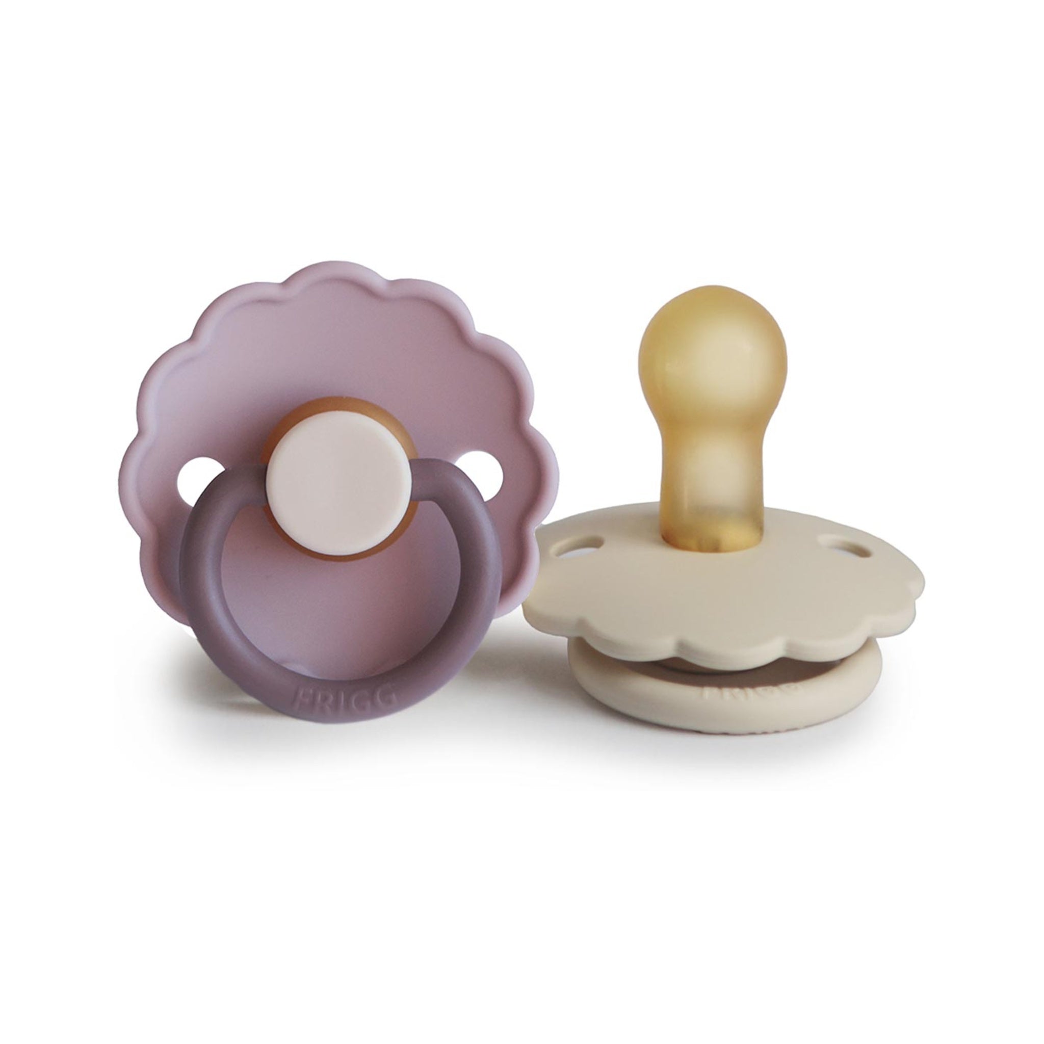 FRIGG Daisy Round Natural Rubber 2-Pack | Floral Scalloped Design for Breast-Like Comfort