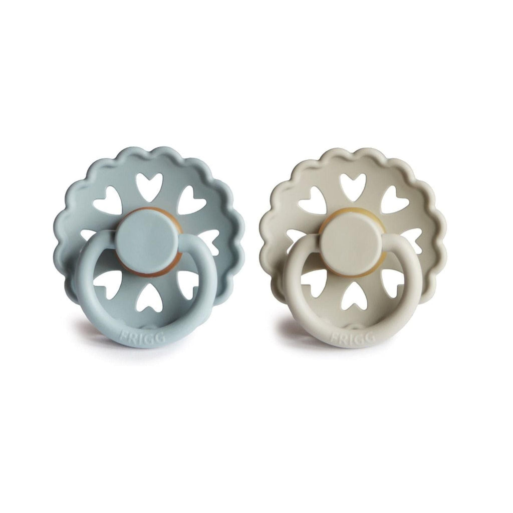 FRIGG Fairytale Pacifier Round 2-Pack Latex - Size 1 (0-6 Months) - Stone Blue & Willow Grey