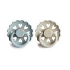 FRIGG Fairytale Pacifier Round 2-Pack Latex - Size 1 (0-6 Months) - Stone Blue & Willow Grey