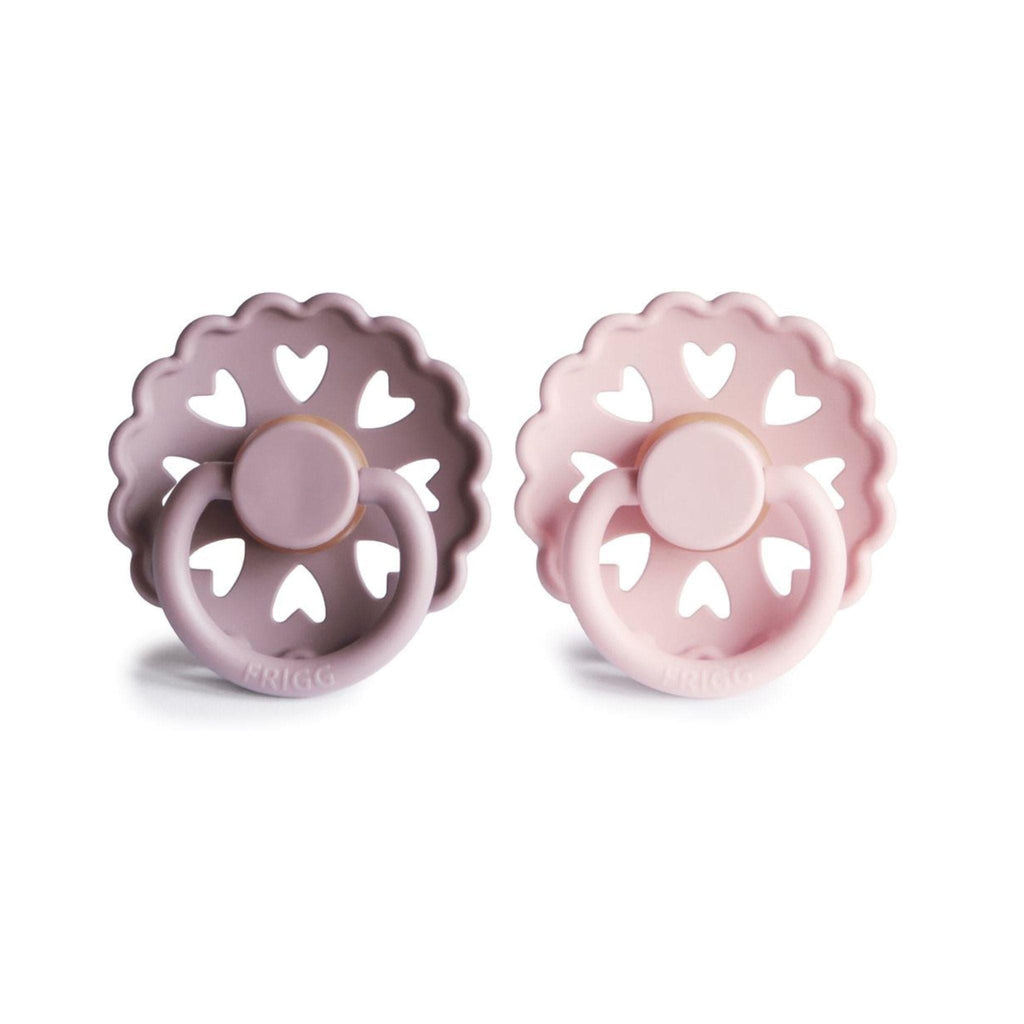 FRIGG Fairytale Pacifier Round 2-Pack Latex - Size 1 (0-6 Months) - Twilight Mauve & White Lilac