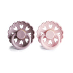 FRIGG Fairytale Pacifier Round 2-Pack Latex - Size 1 (0-6 Months) - Twilight Mauve & White Lilac