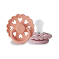 FRIGG Fairytale Pacifier Round 2-Pack Silicone - Size 1 (0-6 Months) - Pretty in Peach and Primrose