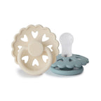 FRIGG Fairytale Pacifier Round 2-Pack Silicone - Size 2 (6-18 Months) - Cream and Stone Blue