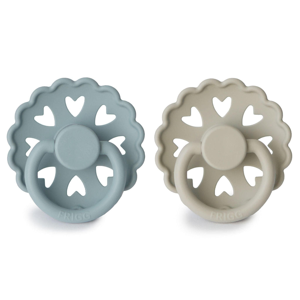 FRIGG Fairytale Pacifier Round 2-Pack Silicone - Size 2 (6-18 Months) - Stone Blue & Willow Grey