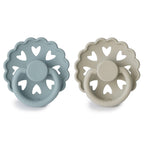 FRIGG Fairytale Pacifier Round 2-Pack Silicone - Size 2 (6-18 Months) - Stone Blue & Willow Grey