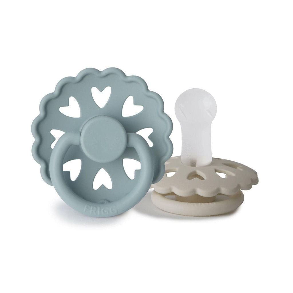 FRIGG Fairytale Pacifier Round 2-Pack Silicone - Size 1 (0-6 Months) - Stone Blue & Willow Grey