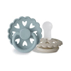 FRIGG Fairytale Pacifier Round 2-Pack Silicone - Size 1 (0-6 Months) - Stone Blue & Willow Grey