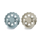 FRIGG Fairytale Pacifier Round 2-Pack Silicone - Size 1 (0-6 Months) - Stone Blue & Willow Grey