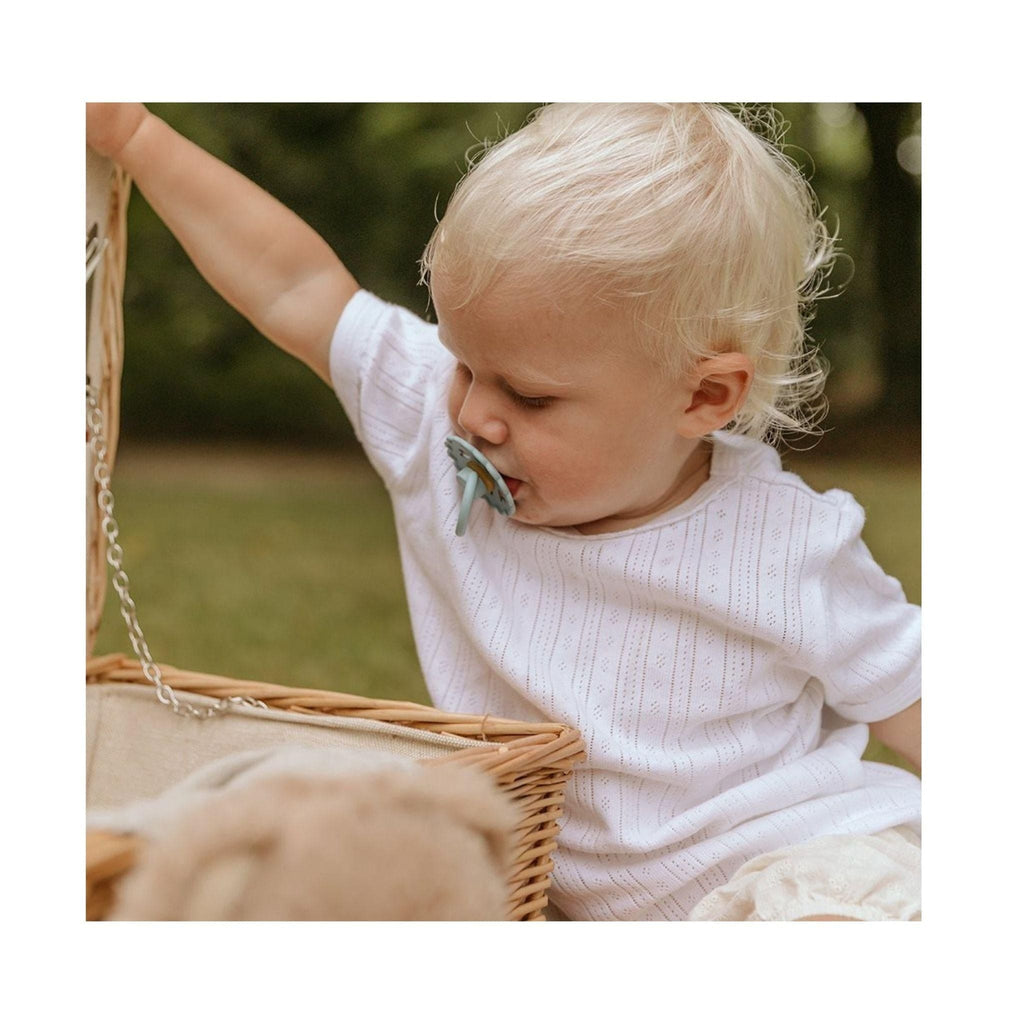 FRIGG Fairytale Pacifier Round 2-Pack Silicone - Size 1 (0-6 Months) - Stone Blue & Willow Grey