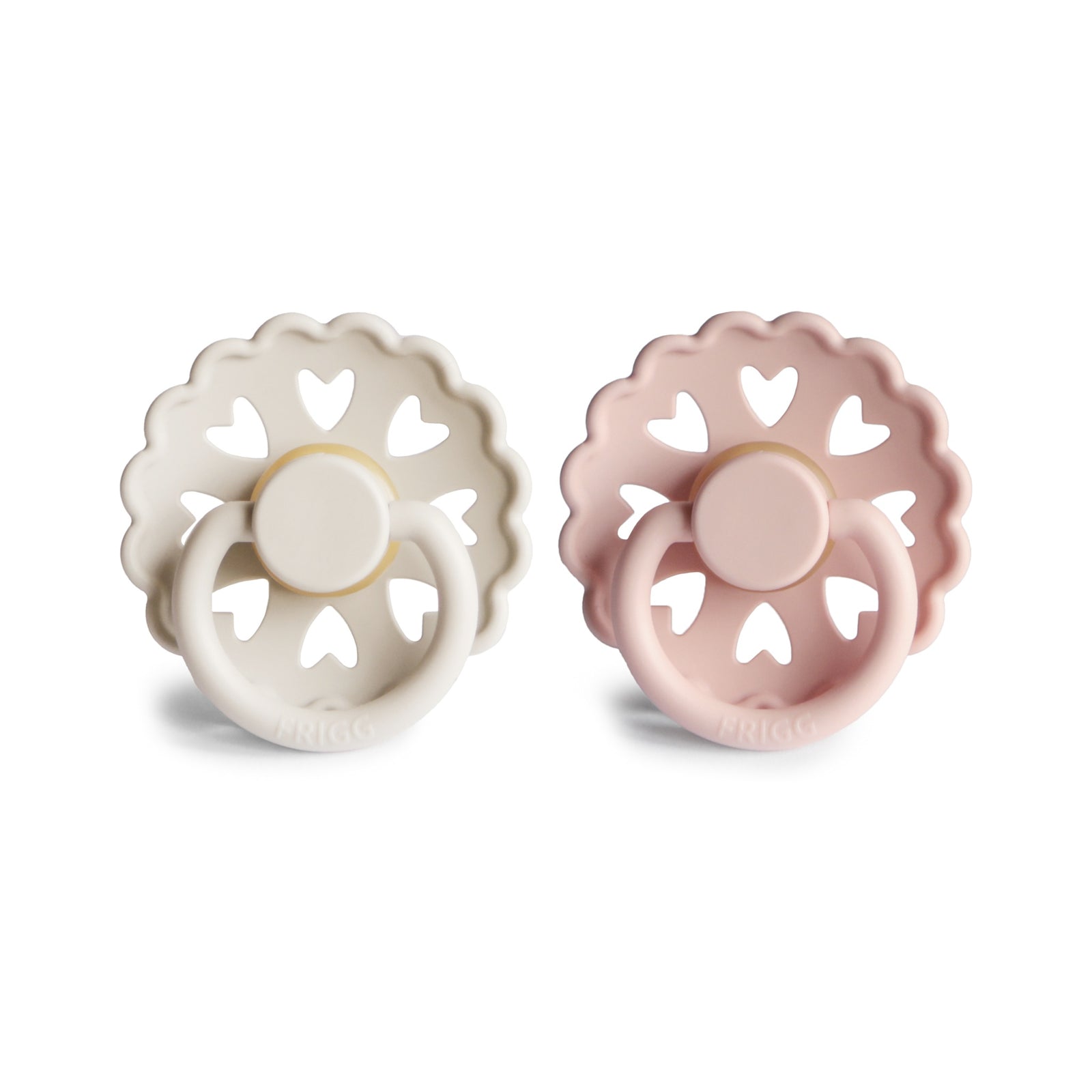 FRIGG Fairytale Round Natural Rubber Pacifier 2-Pack | Whimsical Scalloped Design
