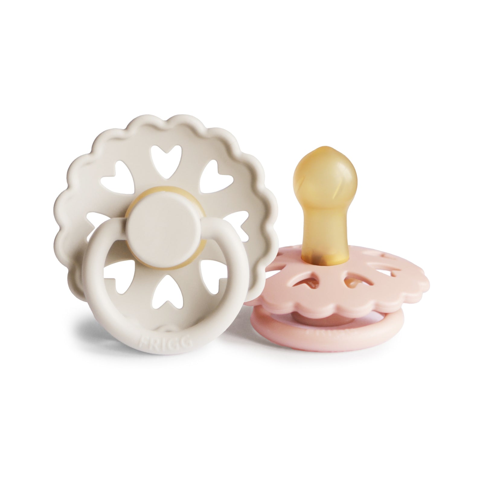 FRIGG Fairytale Round Natural Rubber Pacifier 2-Pack | Whimsical Scalloped Design