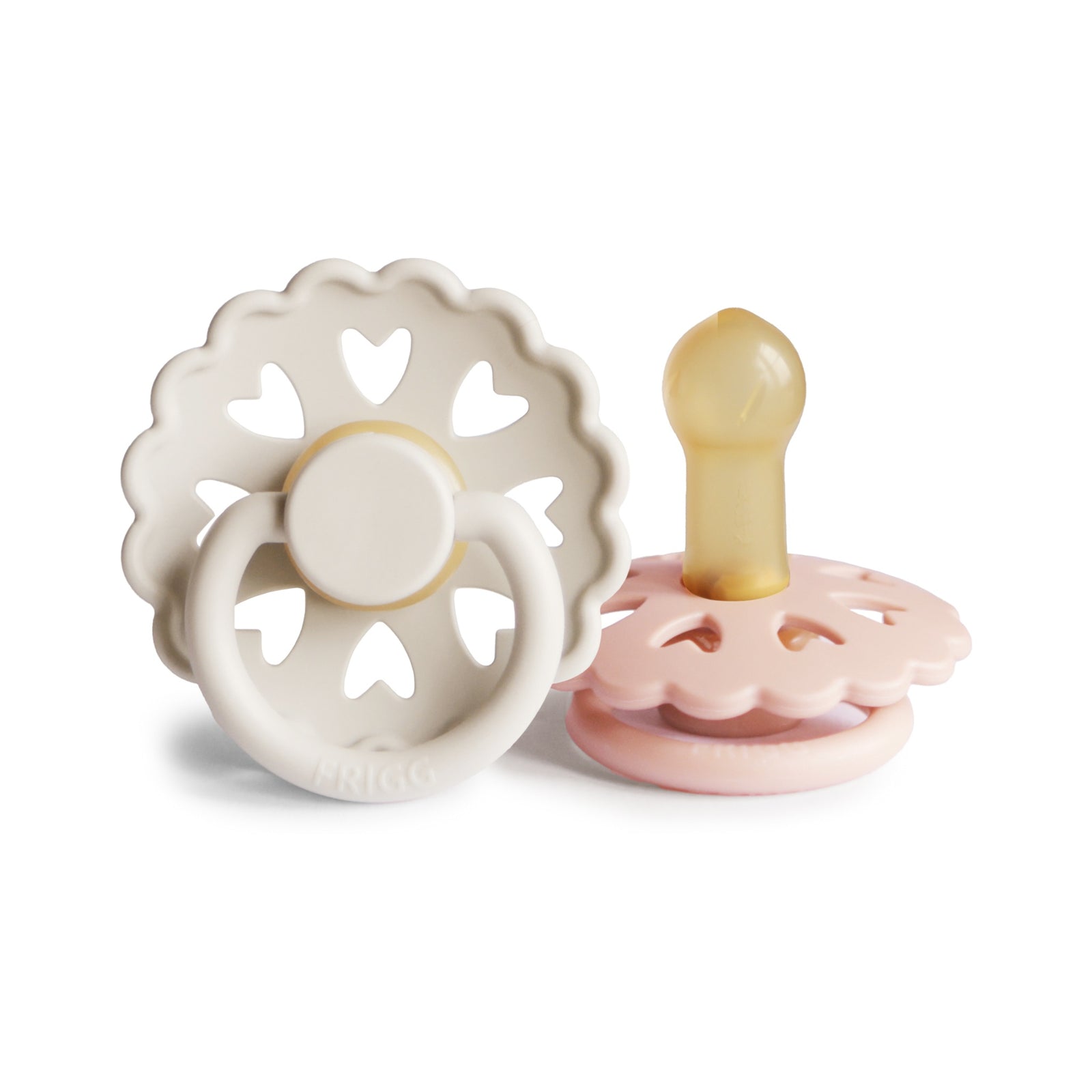 FRIGG Fairytale Round Natural Rubber Pacifier 2-Pack | Whimsical Scalloped Design