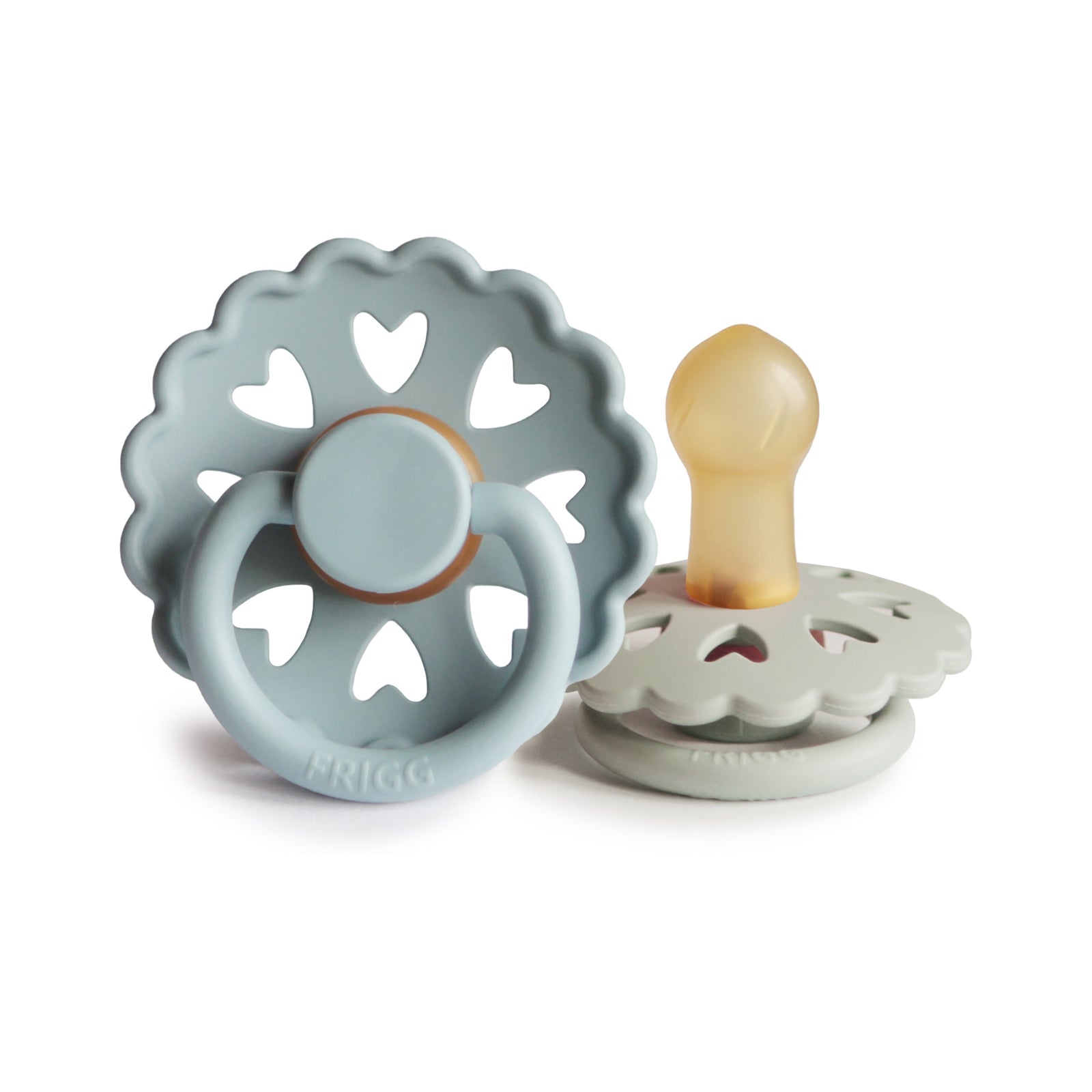 FRIGG Fairytale Round Natural Rubber Pacifier 2-Pack | Whimsical Scalloped Design