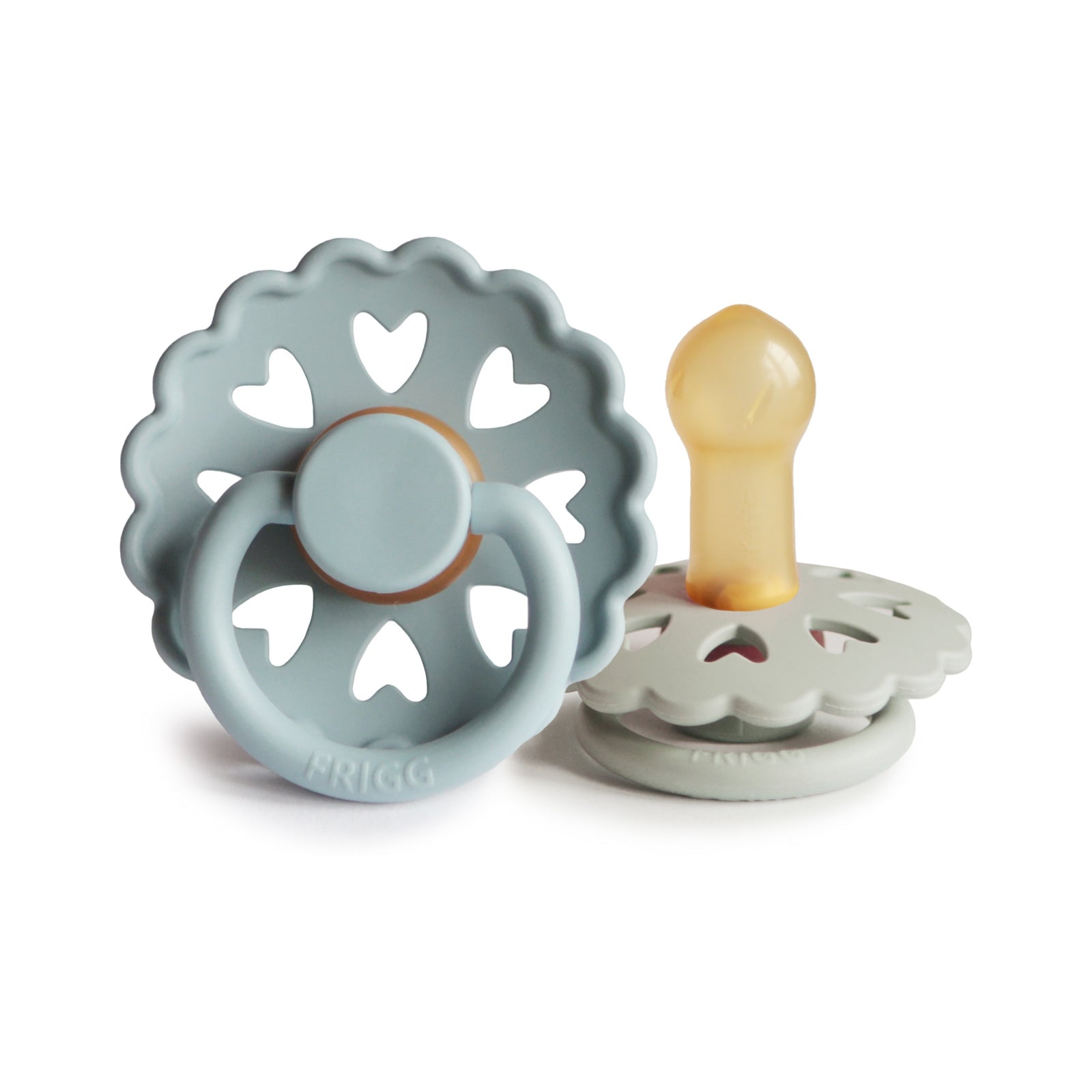 FRIGG Fairytale Round Natural Rubber Pacifier 2-Pack | Whimsical Scalloped Design