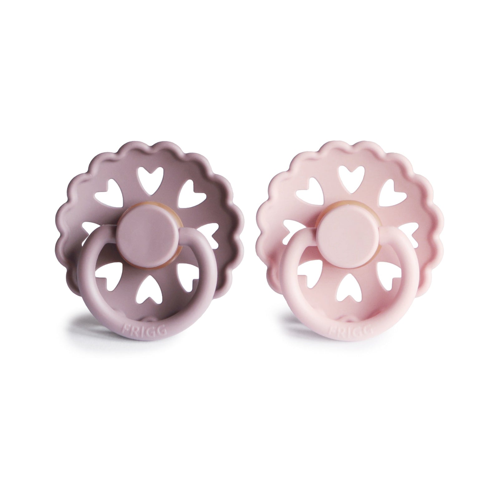 FRIGG Fairytale Round Natural Rubber Pacifier 2-Pack | Whimsical Scalloped Design