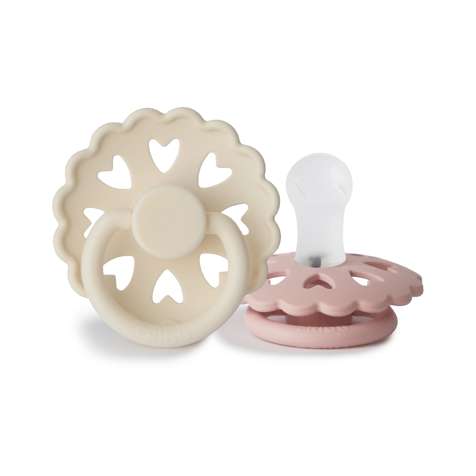 FRIGG Fairytale Round Silicone Pacifier 2-Pack | Whimsical Scalloped Design for Easy Soothing