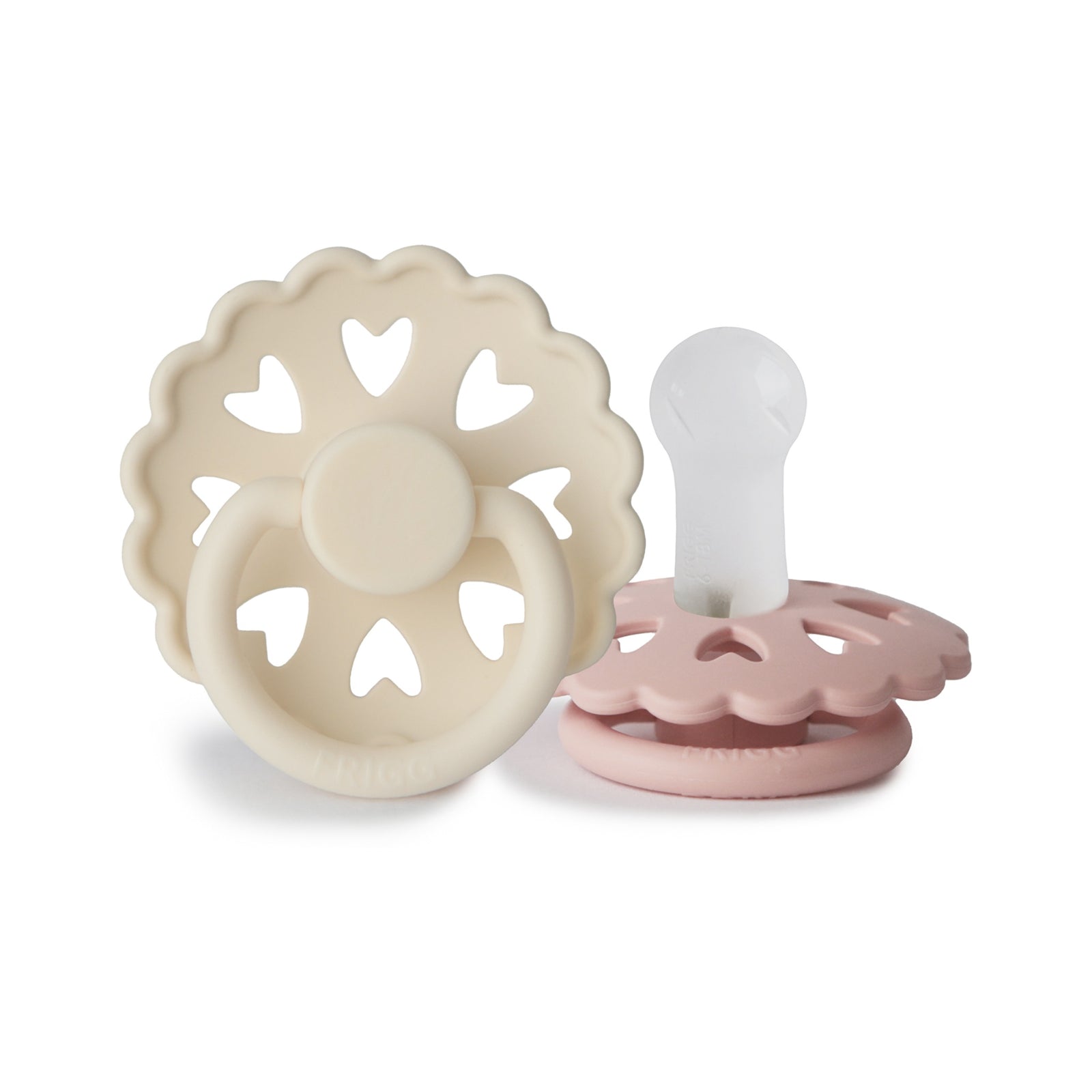 FRIGG Fairytale Round Silicone Pacifier 2-Pack | Whimsical Scalloped Design for Easy Soothing