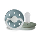 FRIGG Moon Phase Round Night Silicone Pacifier 2-Pack | Glow-in-the-Dark Duo for Peaceful Nights