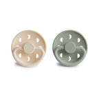 FRIGG Moon Phase Round Silicone Pacifier 2-Pack | Celestial Design for Seamless Soothing