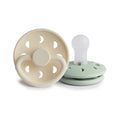 FRIGG Moon Phase Round Silicone Pacifier 2-Pack | Celestial Design for Seamless Soothing