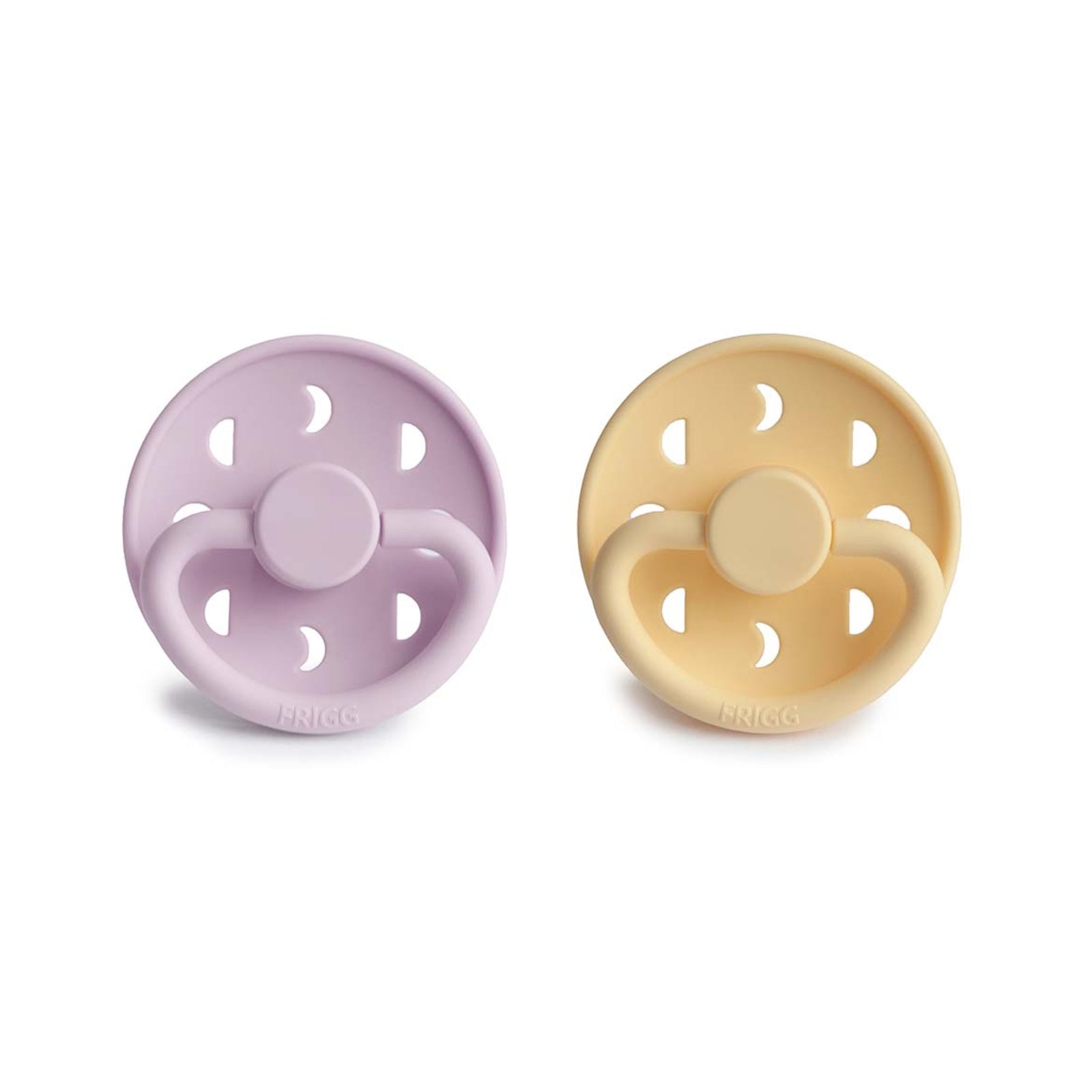 FRIGG Moon Phase Round Silicone Pacifier 2-Pack | Celestial Design for Seamless Soothing