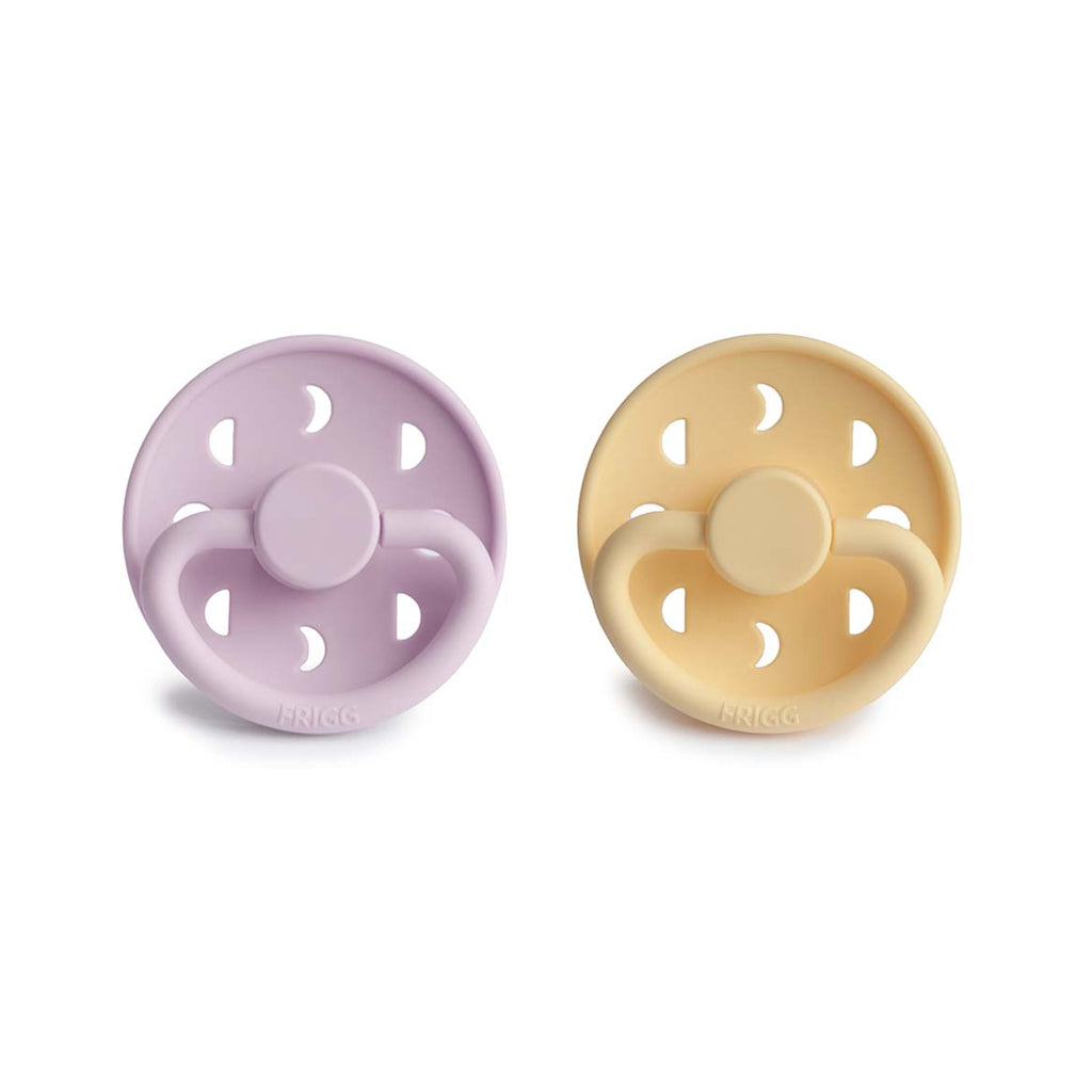 FRIGG Moon Phase Round Silicone Pacifier 2-Pack | Celestial Design for Seamless Soothing