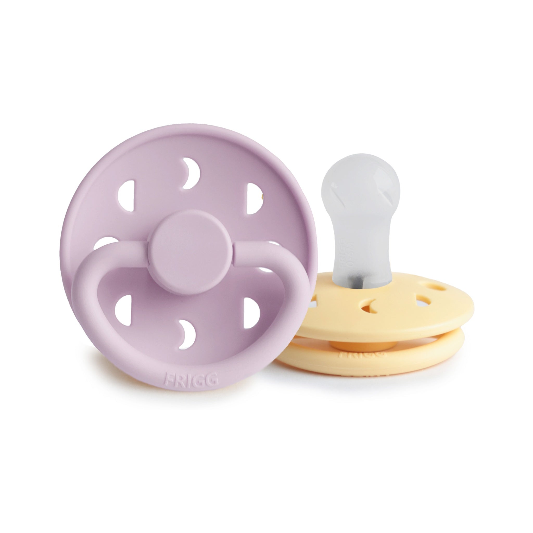FRIGG Moon Phase Round Silicone Pacifier 2-Pack | Celestial Design for Seamless Soothing