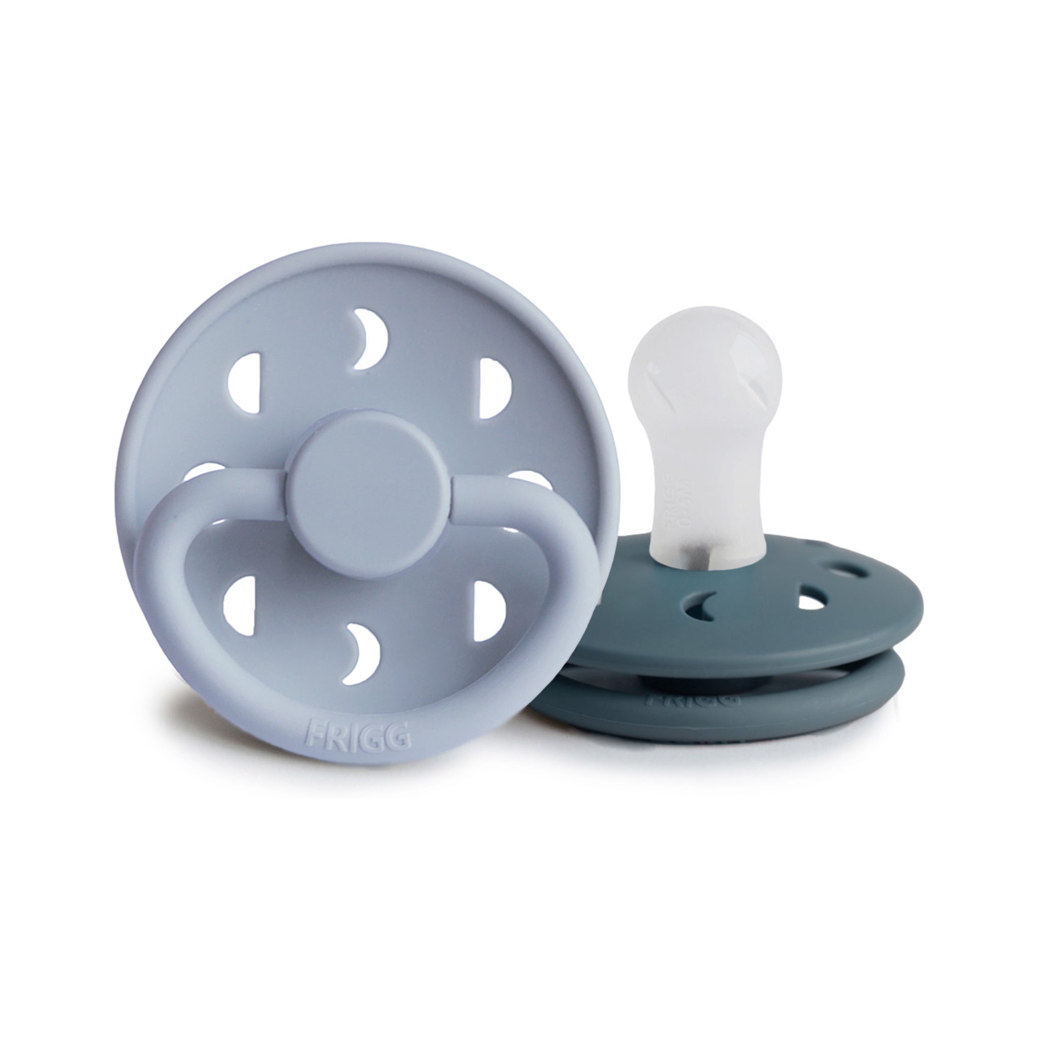 FRIGG Moon Phase Round Silicone Pacifier 2-Pack | Celestial Design for Seamless Soothing