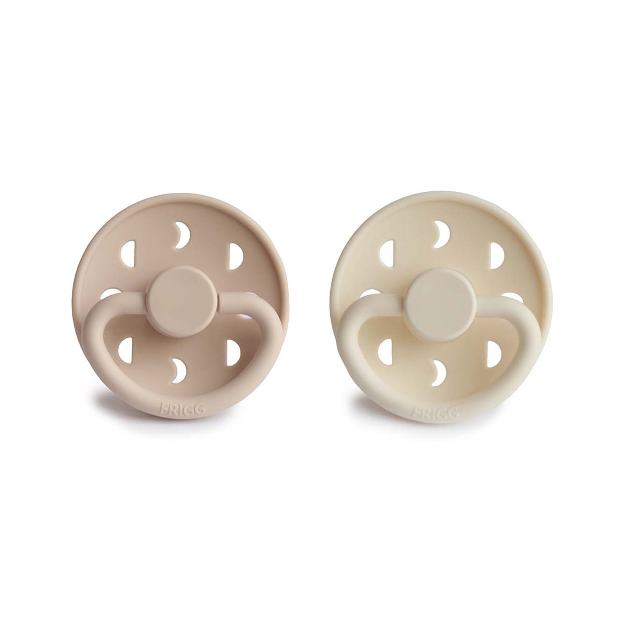 FRIGG Moon Phase Round Silicone Pacifier 2-Pack | Celestial Design for Seamless Soothing