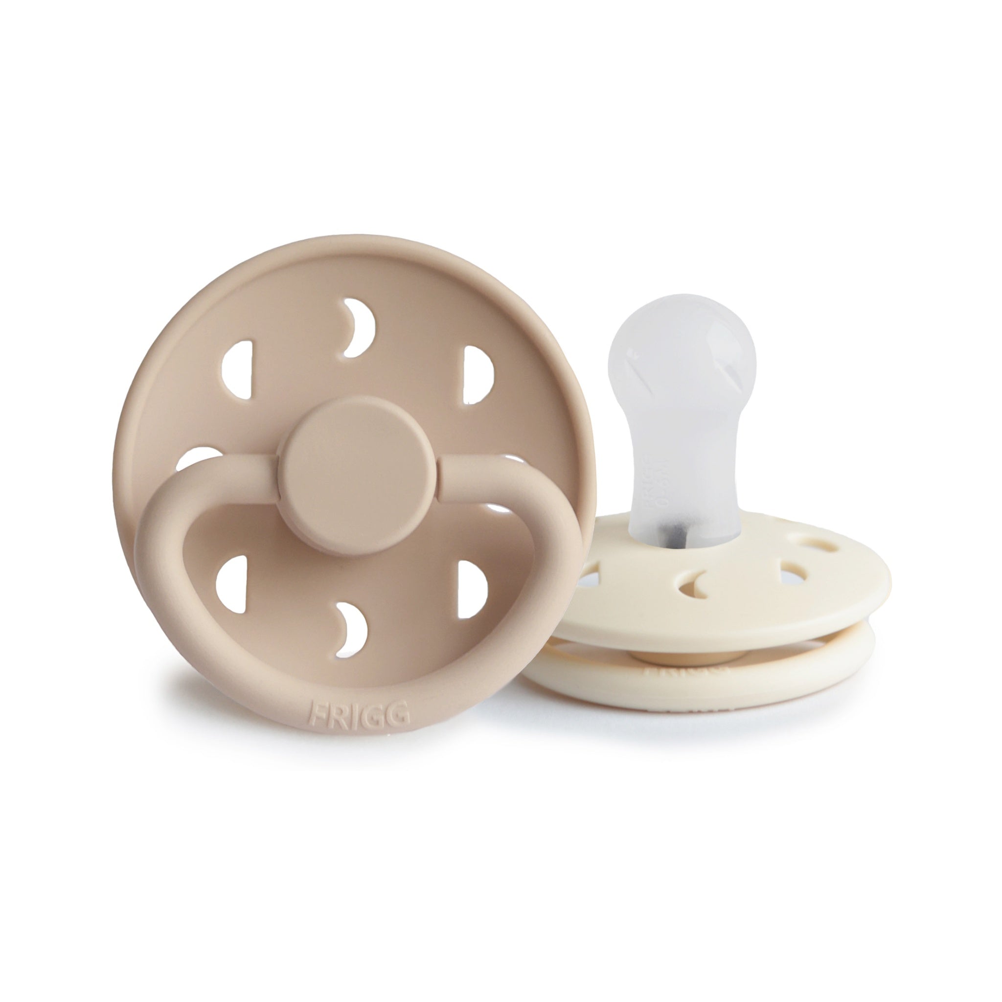 FRIGG Moon Phase Round Silicone Pacifier 2-Pack | Celestial Design for Seamless Soothing
